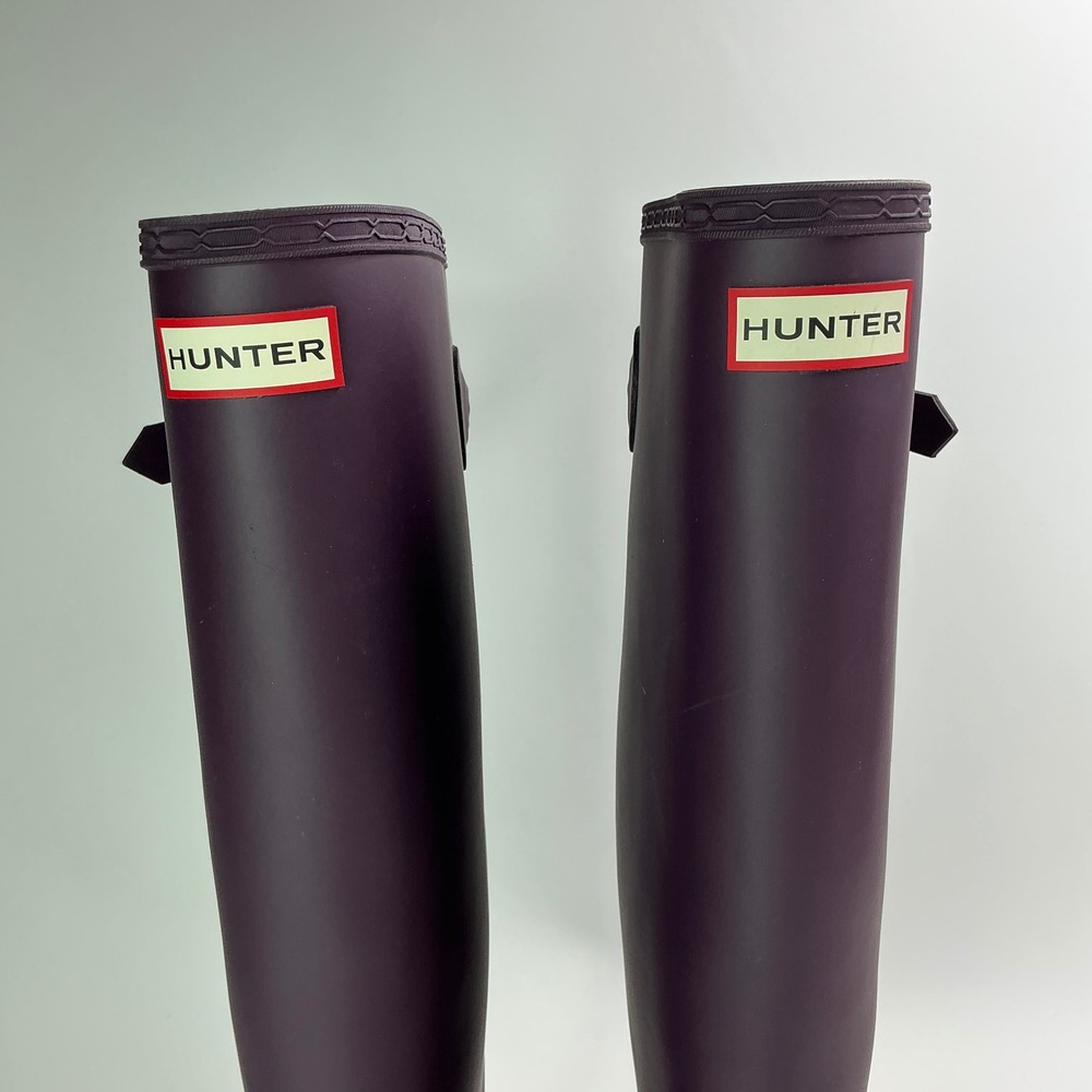 Hunter Plum Original Back Adjust Rain Boots Women Size 8 WFT1001RMA - Picture 8 of 16